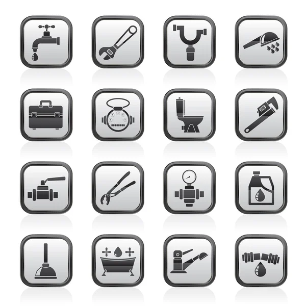 Plumbing objects and tools icons — Stock Illustration Plumbing objects and tools icons Stock Illustration