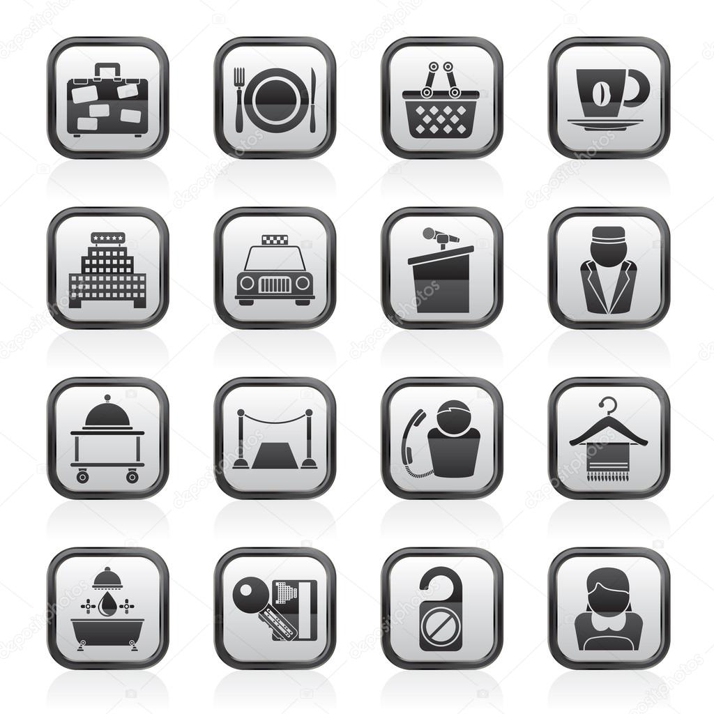 Hotel and motel services icons