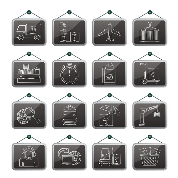 Cargo, shipping and logistic icons — Stock Vector