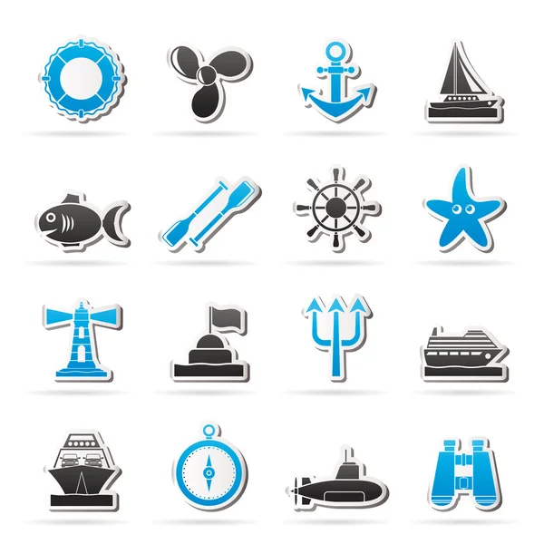 Marine and sea icons — Stock Vector