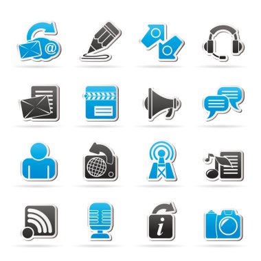 blogging, iletişim ve sosyal ağ simgeleri