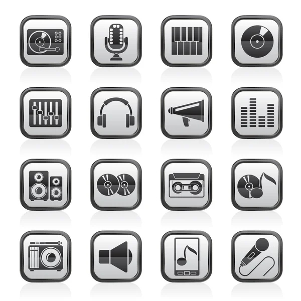 Muziek en audio apparatuur pictogrammen — Stockvector