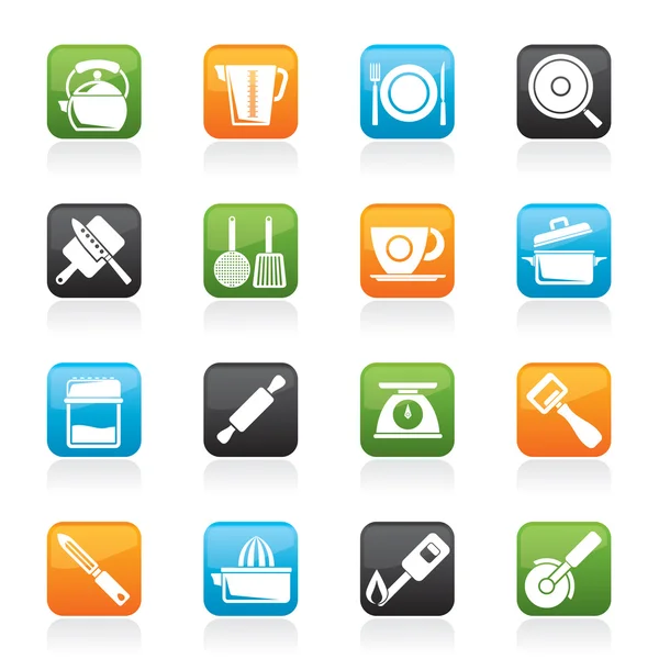 Silhouette kitchen gadgets and equipment icons Stock Vector Image by