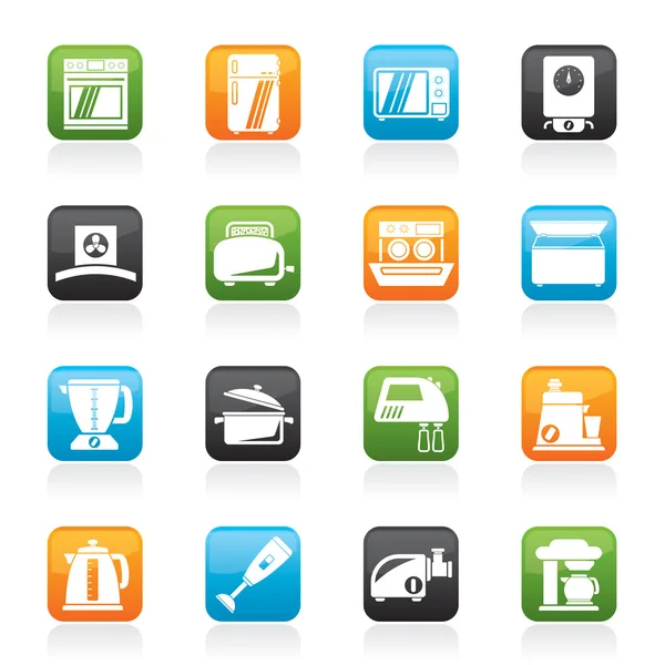 Kitchen appliances and equipment icons - vector icon set — Stock Vector