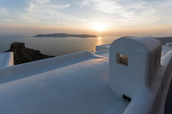 Sonnenuntergang Landschaft, Stadt Imerovigli, Santorini — Stockfoto