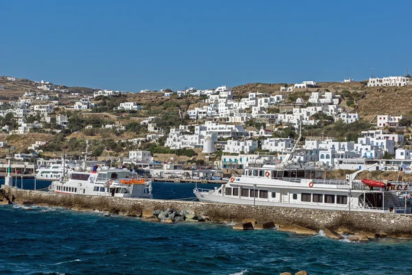 ミコノス島の上のポートport på ön mykonos — ストック写真