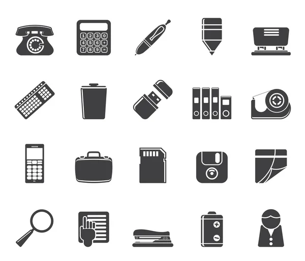 Silhouette Simple Office tools Icons — Stock Vector