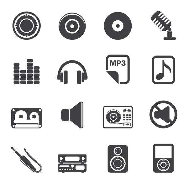 Silhouette Music and sound Icons — Stock Vector