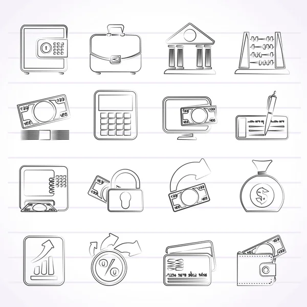 Icônes de banque, d'entreprise et de finance — Image vectorielle