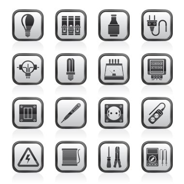 Elektrikli cihazları ve donanımları simgeler