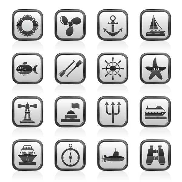 Marine and sea icons — Stock Vector