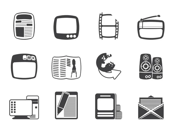 Silhouette Media icons — Stock Vector