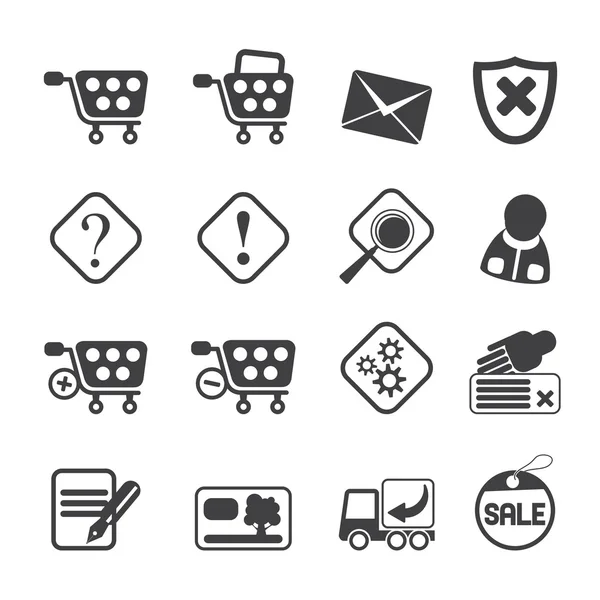 Ícones de loja online silhueta — Vetor de Stock