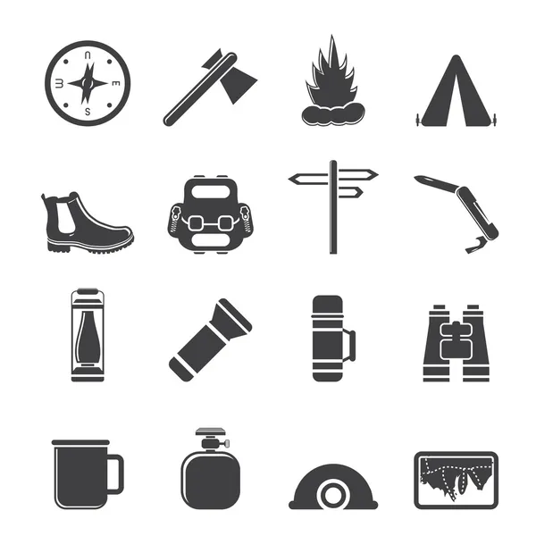 Silhouette Tourism and Holiday icons — Stock Vector