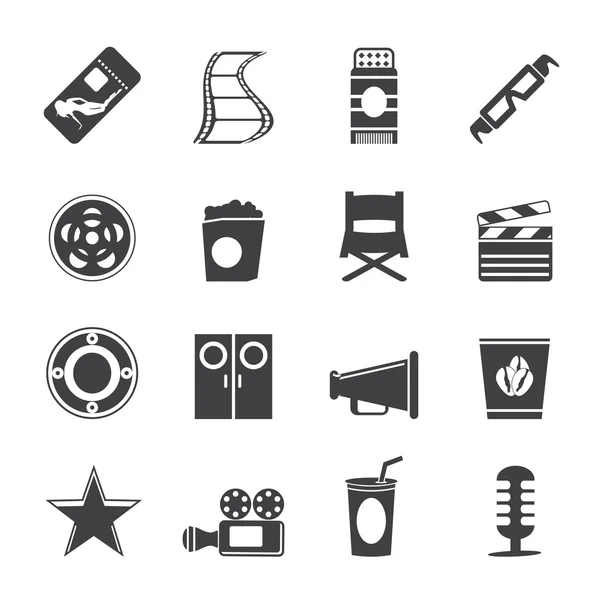 Silhouette Simple Cinema and Movie Icons — Stock Vector