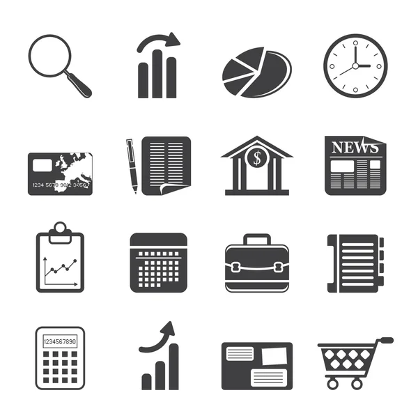 Silhouette Business and Office Internet Icons — Stock Vector