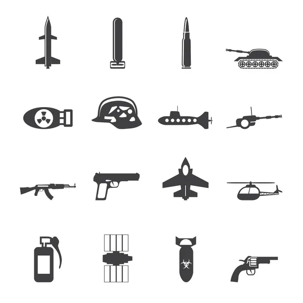 Silhouette Simple weapon, arms and war icons — Stock Vector