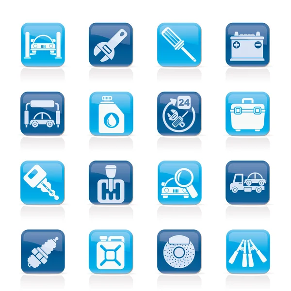 Car parts and services icons — Stock Vector