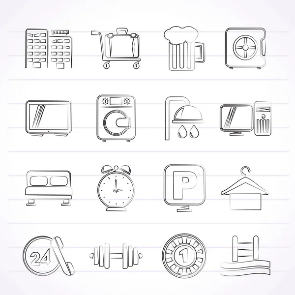 Hotel en motel pictogrammen — Stockvector