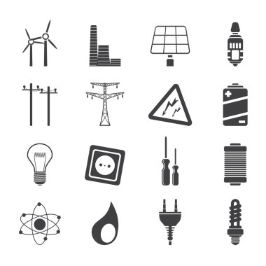 siluet simgeler elektrik, güç ve enerji