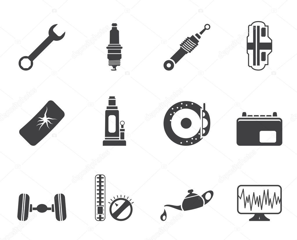 Silhouette Car Parts and Services icons