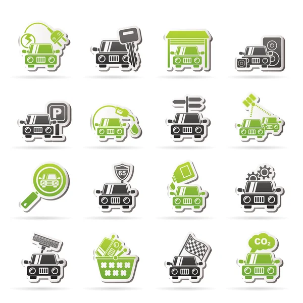 Iconos de servicios de coche y carretera — Vector de stock