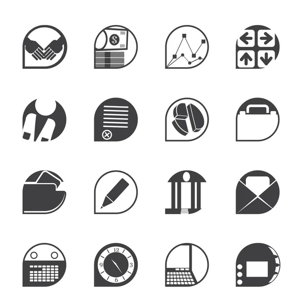 Silhouette Business and office icons — Stock Vector