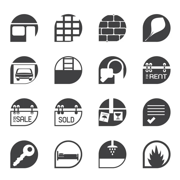 Silhouette Simple Real Estate icons — Stock Vector