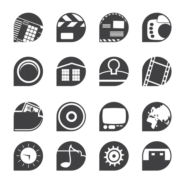 Silhouette Internet, Computer and mobile phone icons — Stock Vector
