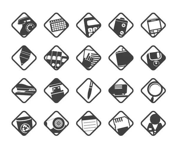 Silhouette Outils de bureau icônes — Image vectorielle