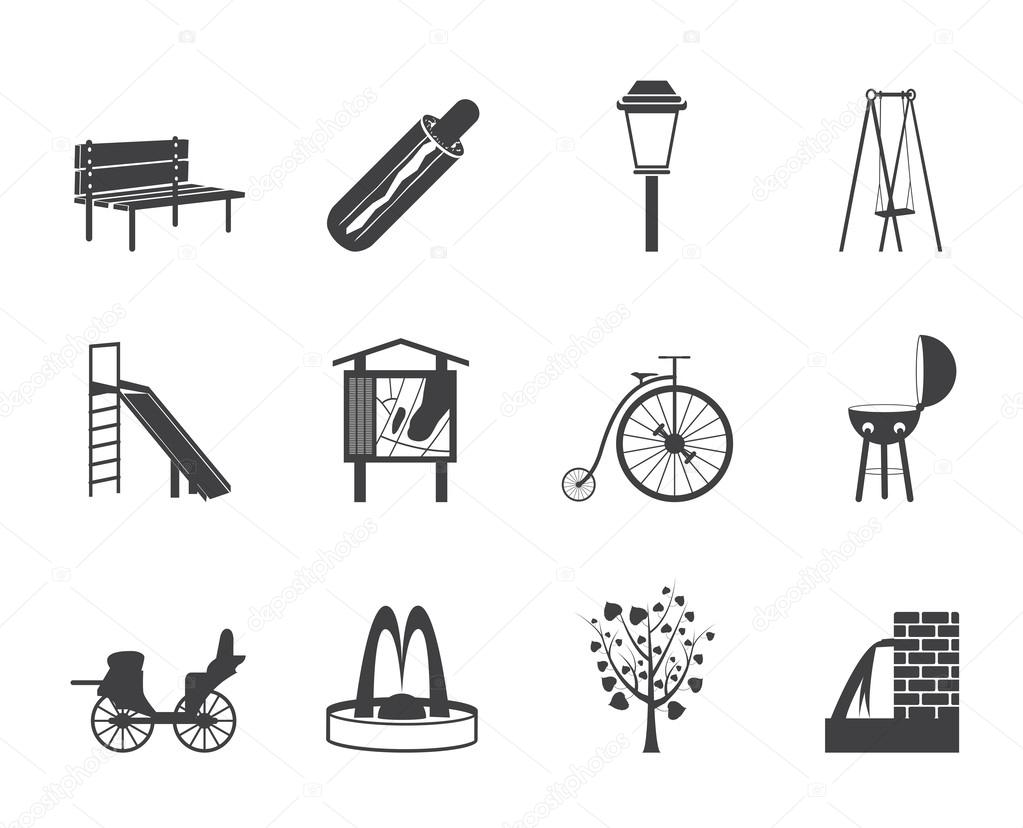 Silhouette Park objects and signs icons
