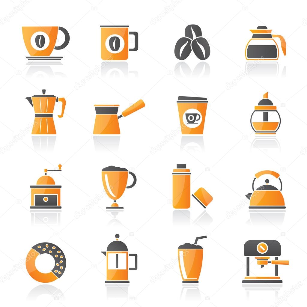 Different types of coffee industry icons