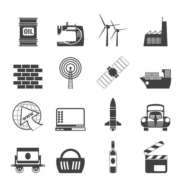 Silhouette Business and industry icons — Stock Vector