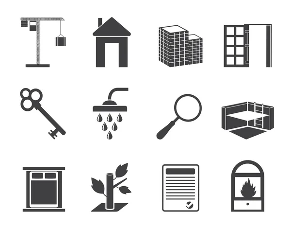Silhouette Simple Real Estate icons — Stock Vector