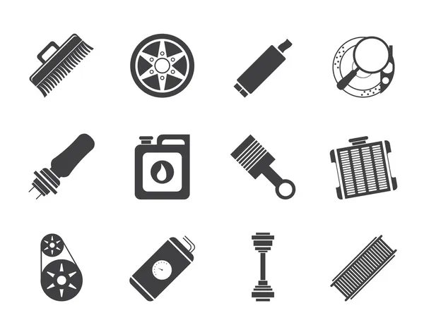 Silhouette Realistic Car Parts and Services icons — Stock Vector