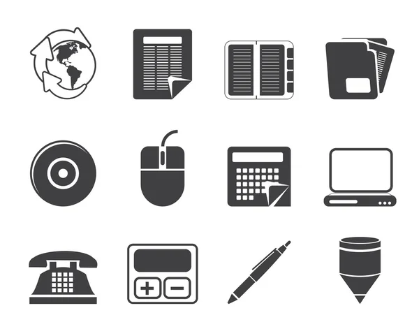 Silhouette Business and Office tools icons — Stock Vector