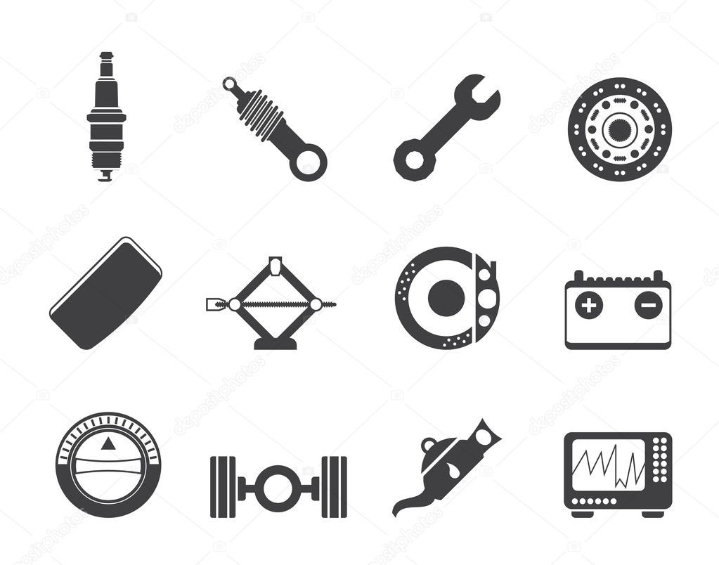 Silhouette Realistic Car Parts and Services icons