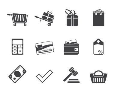 siluet online alışveriş simgeleri