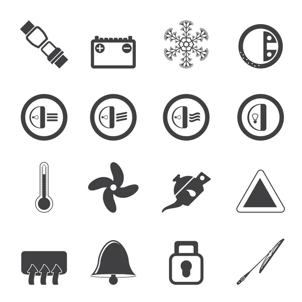 Iconos del tablero de instrumentos de Silhouette Car — Vector de stock