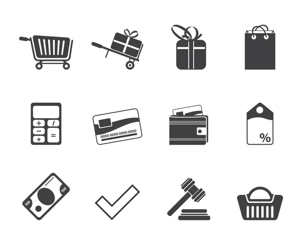 Ícones de loja online silhueta —  Vetores de Stock