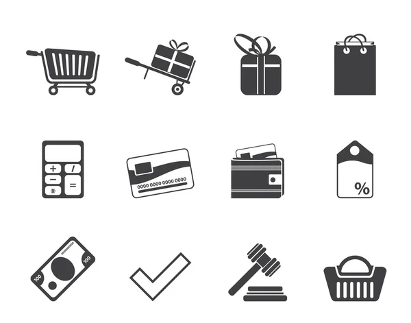 Silhouette Online shop icons — Stock Vector