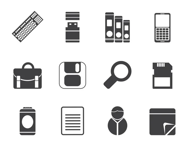 Silhouette Business and Office tools icons Royalty Free Stock Illustrations