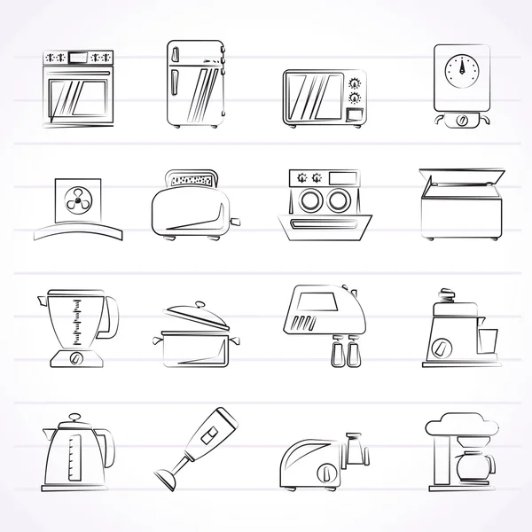 Keukenapparatuur en apparatuur pictogrammen — Stockvector