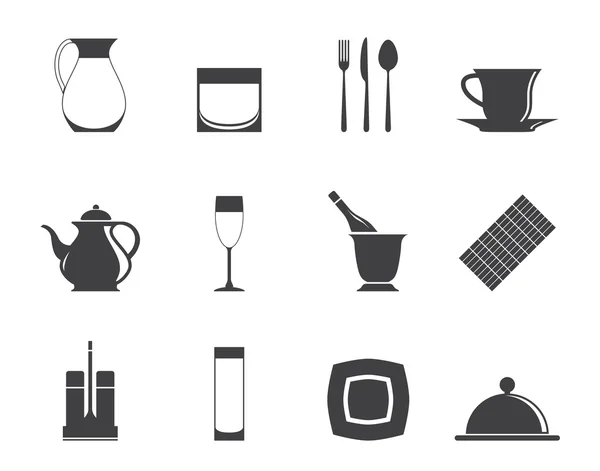 Силуэт ресторан, кафе, бар и ночной клуб иконы — стоковый вектор