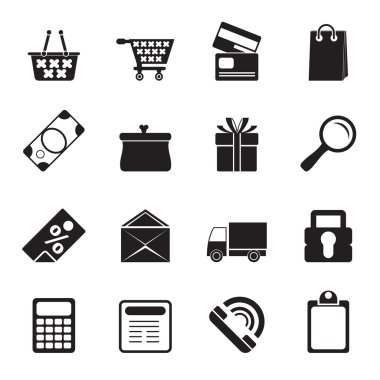siluet online alışveriş simgeleri