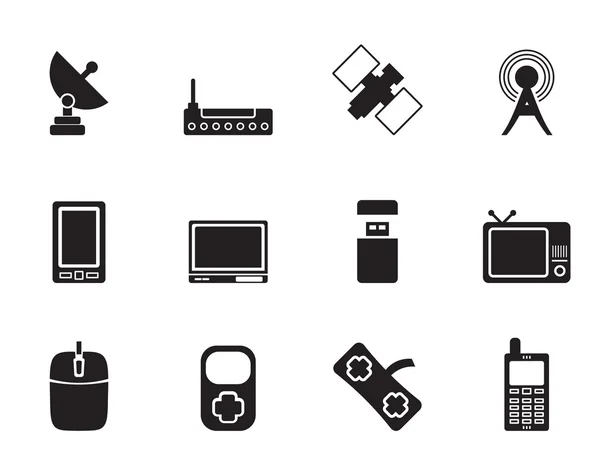 Silhouette technology and Communications icons — Stock Vector