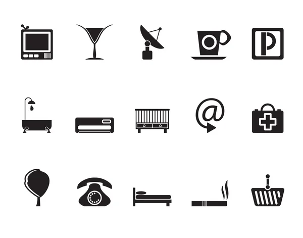 Silhouette Hotel and motel icons — Stock Vector