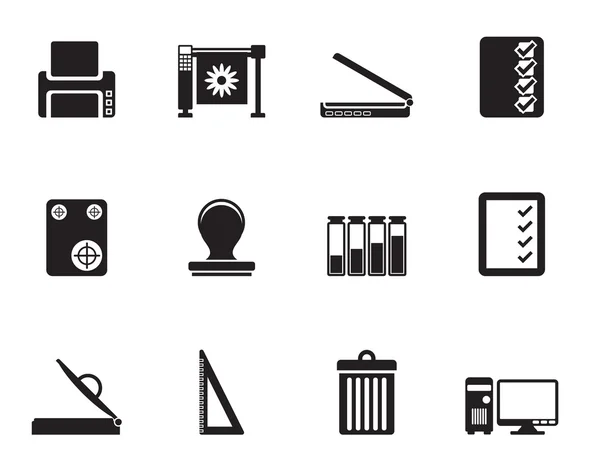 Silhouette Print industry Icons — Stock Vector