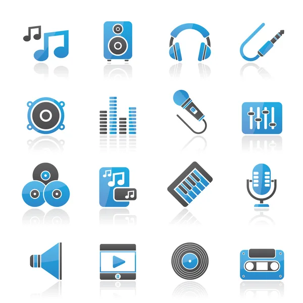 Iconos de música, sonido y audio — Archivo Imágenes Vectoriales