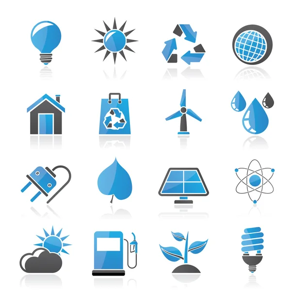 Ecología, naturaleza y medio ambiente Iconos — Vector de stock